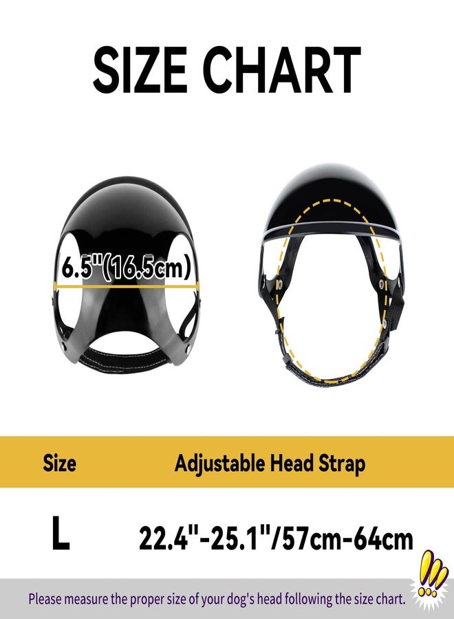 Namsan Large Dog Helmet, Dog Helmets for Large Dogs, Doggie Motorcycle Helmets with Ear Holes, Outdoor Doggy Bike Helmet for Head Protection, Adjustable, Black L - Image 4